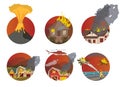 Vector Illustration Cartoon Set Fire Extinguishing