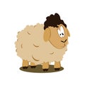 Vector illustration of a cartoon beige sheep