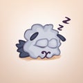 Vector Illustration with cartoon sheep sleeps on the stomach.