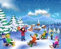 Happy children enjoying winter season