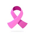 Vector illustration. Pink ribbon, international symbol of breast cancer awareness. Sign of moral support for women