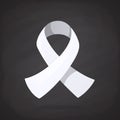 Vector illustration. White ribbon, international symbol of awareness about lung cancer, end male violence against women and girls
