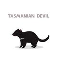 Vector illustration, a cartoon Tasmanian devil, isolated on a white background. Animal alphabet. Royalty Free Stock Photo