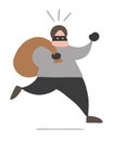 Vector cartoon thief man with face masked