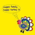 Vector Illustration cartoon turkey. Happy Thanksgiving Celebration concept. Flat design Royalty Free Stock Photo