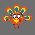 Vector Illustration cartoon turkey. Happy Thanksgiving concept. Colorful flat design Royalty Free Stock Photo