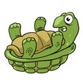 Distressed Cartoon Turtle on Its Back Shell Vector Illustration