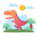 Cartoon Tyrannosaurus Rex dinosaur on white background Royalty Free Stock Photo