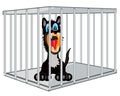 Vector illustration of the cartoon of the wolf in steel hutch