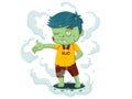 Vector illustration of Cartoon Zombie. Character zombie halloween day