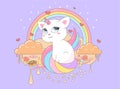 Vector illustration cat unicorn beautiful sweet story Royalty Free Stock Photo