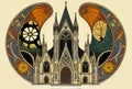 Vector illustration of the Cathedral of St. Vitus in Prague, Czech Republic