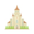 Vector illustration of the Catholic Church. Religious architectural building