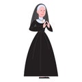 Vector illustration of catholic nun wearing traditional black