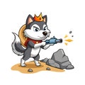 Cave Diving Husky in Hyperactive Mode Illustration Royalty Free Stock Photo