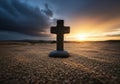 Vector illustration of a celtic cross at sunset Royalty Free Stock Photo