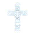 Vector illustration: Celtic knot cross with heart shapes. Gaelic or Celtic medieval style knotwork of Holy Cross isolated.