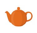 Vector illustration of ceramic teapot. Pottery fictile, clay teakettle.