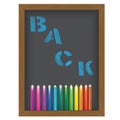 Vector illustration of chalk sketched BACK characters on a blackboard background