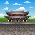 Cartoon of Changdeokgung palace flat design landmark Royalty Free Stock Photo