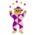 Vector illustration. Character tiger circus. The isolated image on a white background. Kind, cheerful, childish, toy.