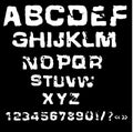 Vector illustration of charcoal alphabet. Grunge stamp font Royalty Free Stock Photo