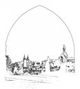 Vector Illustration of Charles bridge in Prague