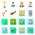 Vector illustration of checkmate and thin icon. Set of checkmate and target stock vector illustration. Royalty Free Stock Photo