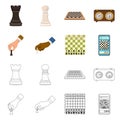 Vector illustration of checkmate and thin icon. Set of checkmate and target stock vector illustration. Royalty Free Stock Photo