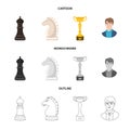 Vector illustration of checkmate and thin icon. Set of checkmate and target stock vector illustration. Royalty Free Stock Photo