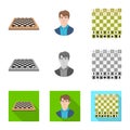 Vector illustration of checkmate and thin icon. Set of checkmate and target stock vector illustration. Royalty Free Stock Photo