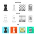 Vector design of checkmate and thin icon. Set of checkmate and target stock symbol for web. Royalty Free Stock Photo