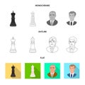 Vector design of checkmate and thin icon. Set of checkmate and target stock vector illustration. Royalty Free Stock Photo