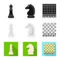 Vector design of checkmate and thin icon. Set of checkmate and target stock vector illustration. Royalty Free Stock Photo