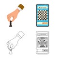 Vector design of checkmate and thin icon. Set of checkmate and target stock vector illustration. Royalty Free Stock Photo