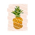 Vector illustration of a cheerful pineapple.Typography for printing T-shirts