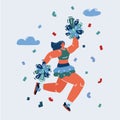 Vector illustration of Cheerleader girl jump