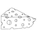 Cheese with holes icon. Vector illustration of cheese with big holes. Hand drawn cartoon piece of cheese Royalty Free Stock Photo