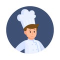 Vector illustration of chef avatar. Working in a restaurant. Head chef.