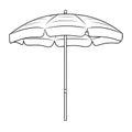 Stylish beach umbrella outline icon in vector format for trendy summer designs