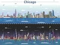 Vector illustration of Chicago at day and night