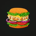 Chicken burger icon.