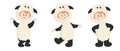 Vector illustration child in animal carnival costume. Cute cartoon baby in a sheep costume in different poses