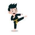 Vector illustration of a child doing pencak silat exercise