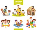 Vector Illustration Of Children Activities Set Royalty Free Stock Photo