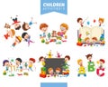 Vector Illustration Of Children Activities Set