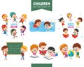 Vector Illustration Of Children Activities Set