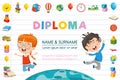 Vector Illustration Of Children Diploma