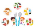 Vector Illustration Of Children Food Concept