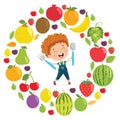 Vector Illustration Of Children Food Concept